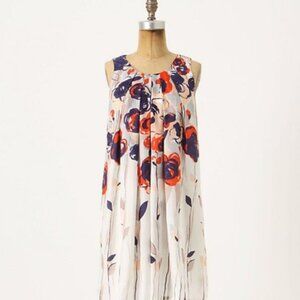 Anthropologie | Isabella Sinclair Red and Navy Floral Silk Dress